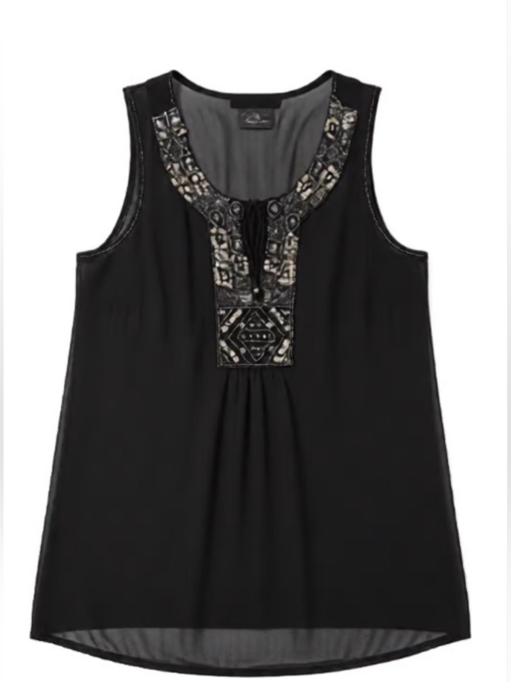 Mic Mac Black Sequin Embellished Sleeveless Tunic Top